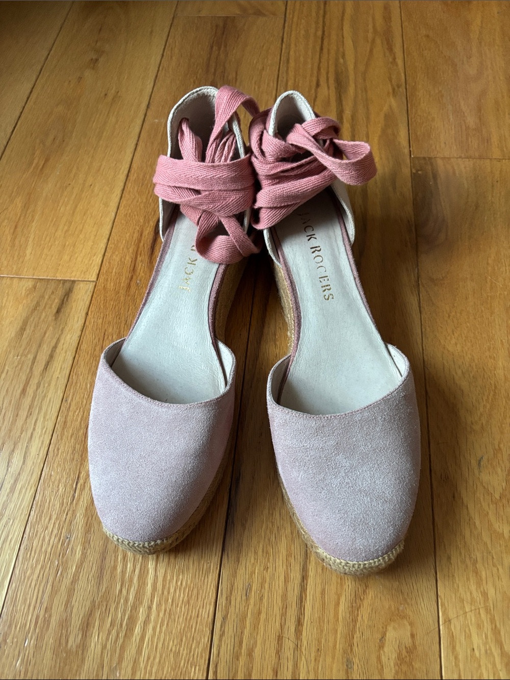 New! Jack Rogers Palmer pink suede wedge espadrilles sz 9.5 - Picture 3 of 10